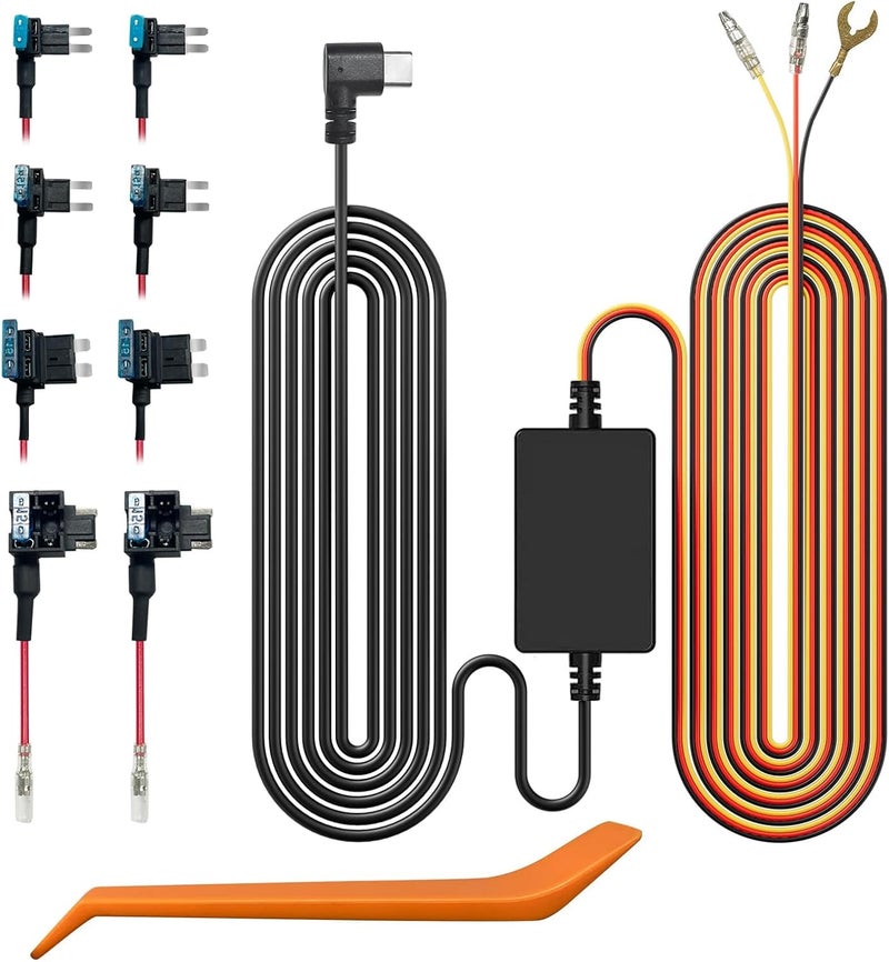 WOLFBOX USB C Hardwire Kit for G850PRO/G840S/G930/G850/G900/G840H/i07/i17/X5/X5 Duo/X3 Dash Cam, not Suitable for G890/G900 PRO/G900 Tripro, Parking Monitor with Multiple Size connectors - Image 1